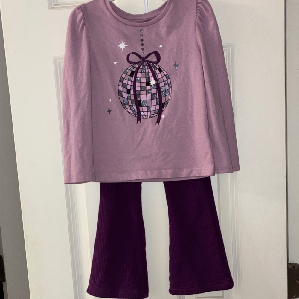 Purple sparkle bow size 4T matching set excellent condition